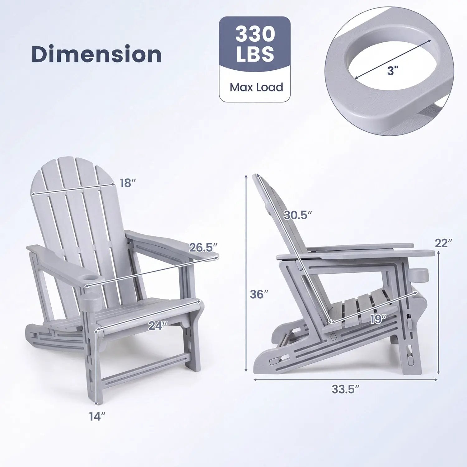 HDPE Adirondack Chair with Cup Holder - Weather Resistant by DirectDeals