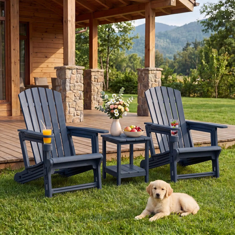 Adirondack Chair with Cup Holder - Weather-Resistant HDPE by DirectDeals