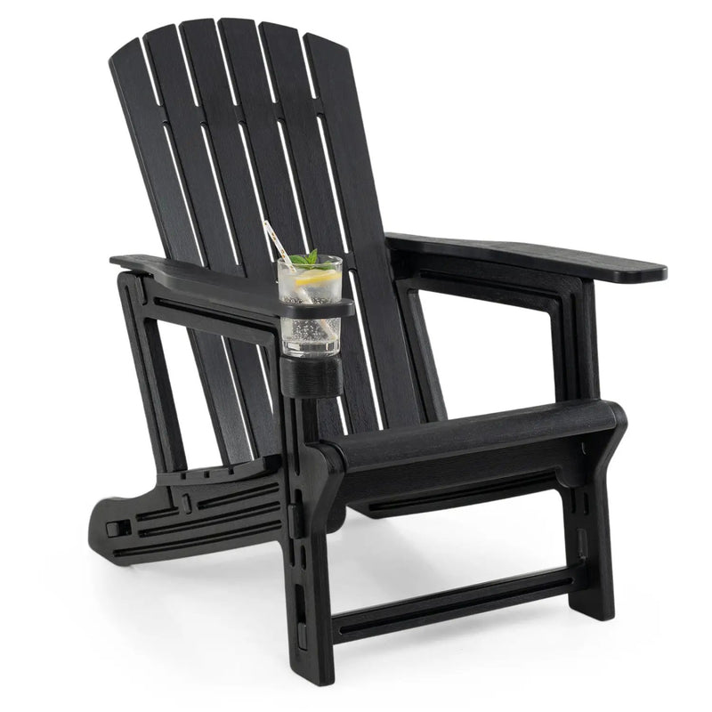 Adirondack Chair with Cup Holder - Weather-Resistant HDPE by DirectDeals