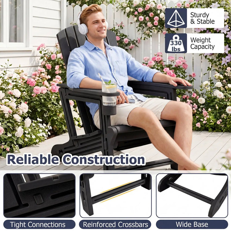 Adirondack Chair with Cup Holder - Weather-Resistant HDPE by DirectDeals