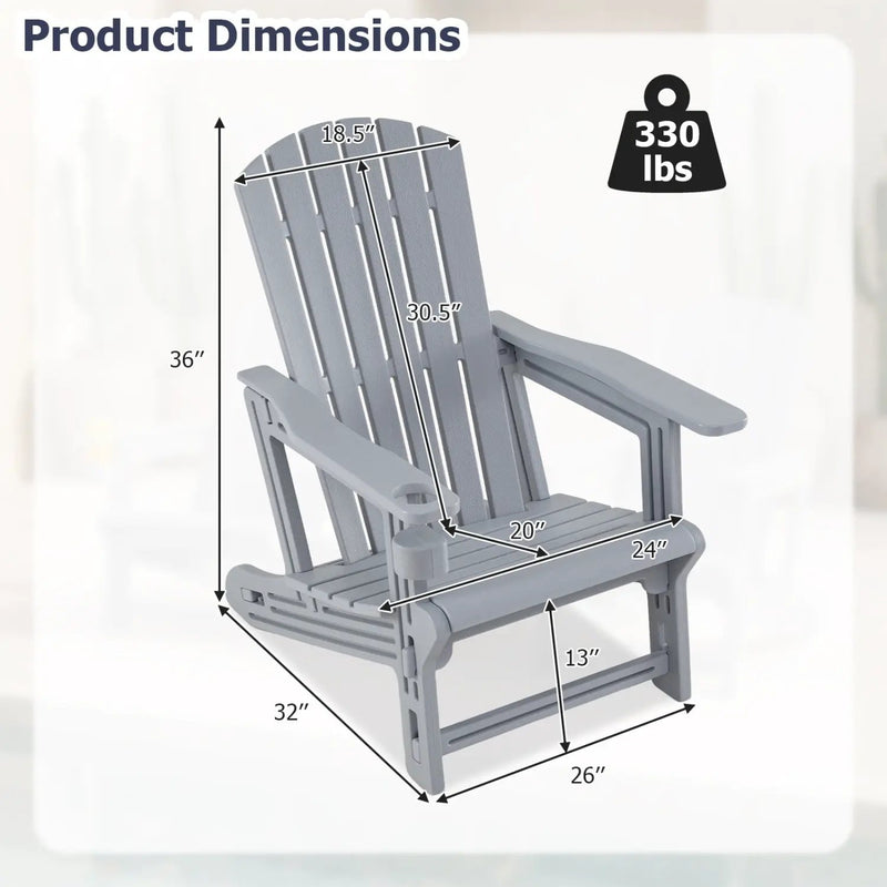 Adirondack Chair with Cup Holder - Weather-Resistant HDPE by DirectDeals