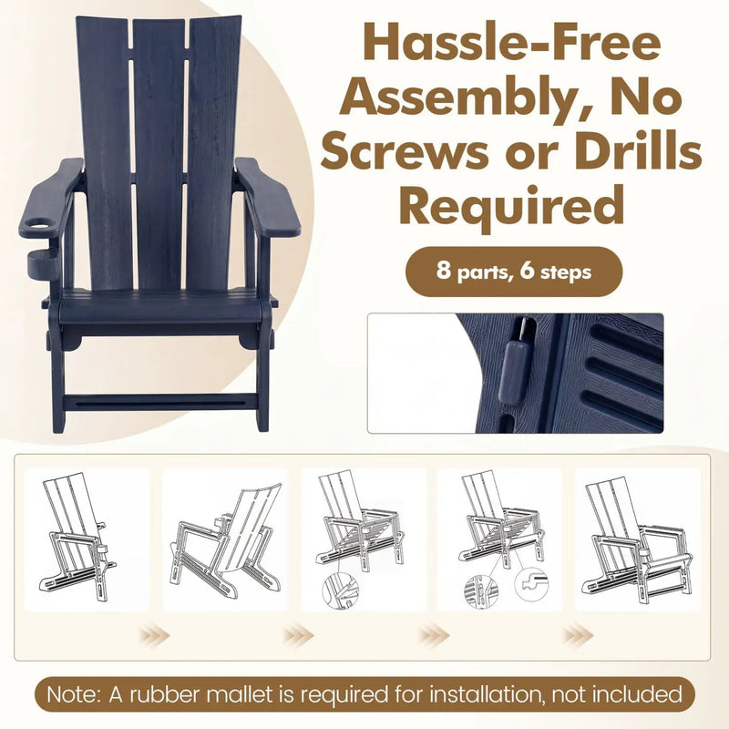 Adirondack Chair with Cup Holder - HDPE Outdoor Seating by DirectDeals