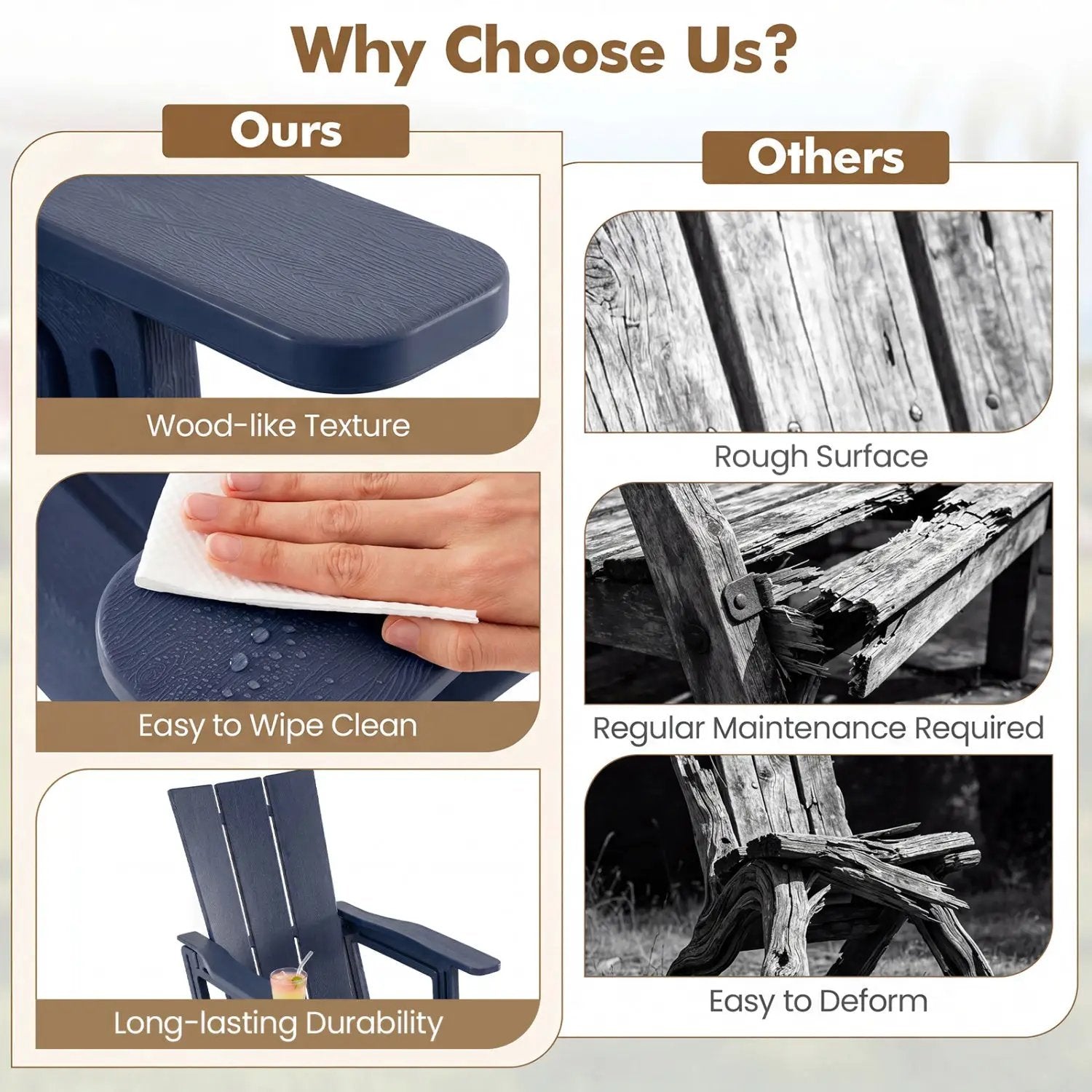 Adirondack Chair with Cup Holder - HDPE Outdoor Seating by DirectDeals