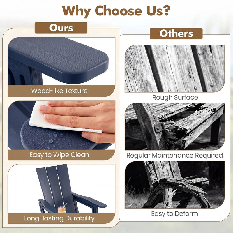 Adirondack Chair with Cup Holder - HDPE Outdoor Seating by DirectDeals