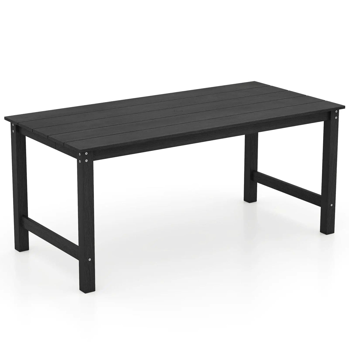 HDPE Outdoor Dining Table for 6 Person with Wood-Like Tabletop and Umbrella Hole, photo 5 of 16
