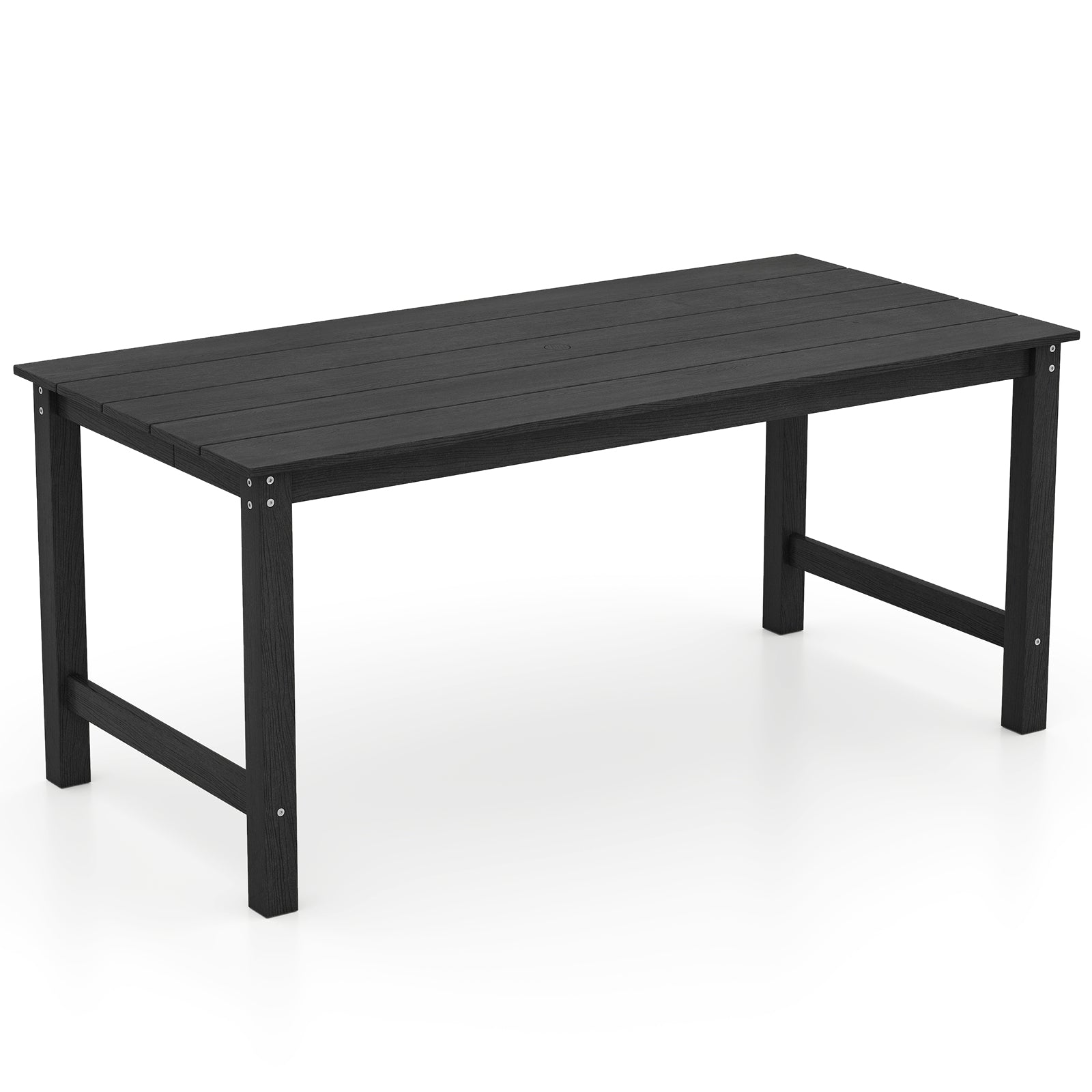 HDPE Outdoor Dining Table for 6 Person with Wood-Like Tabletop and Umbrella Hole by DirectDeals