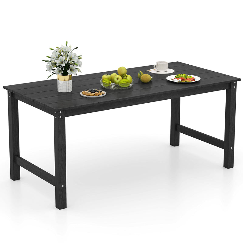 HDPE Outdoor Dining Table for 6 Person with Wood-Like Tabletop and Umbrella Hole by DirectDeals