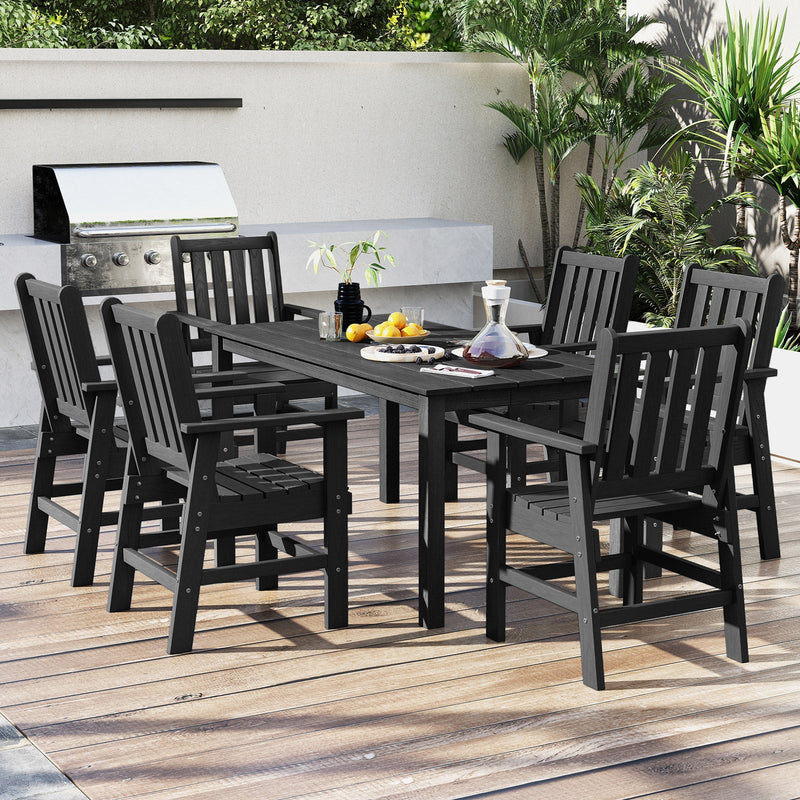 HDPE Outdoor Dining Table for 6 Person with Wood-Like Tabletop and Umbrella Hole by DirectDeals