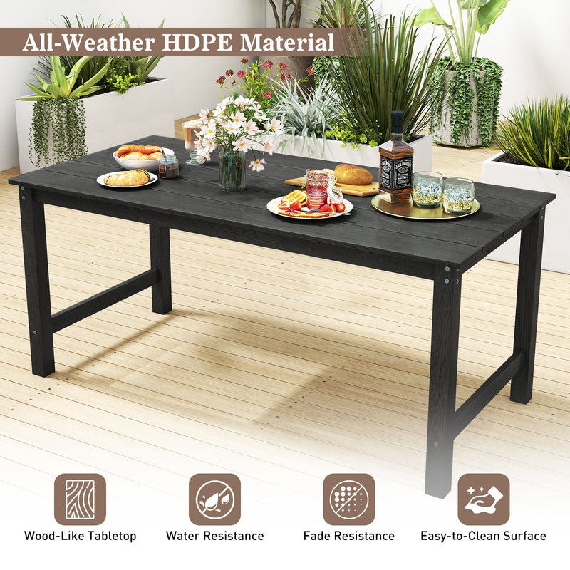 HDPE Outdoor Dining Table for 6 Person with Wood-Like Tabletop and Umbrella Hole by DirectDeals