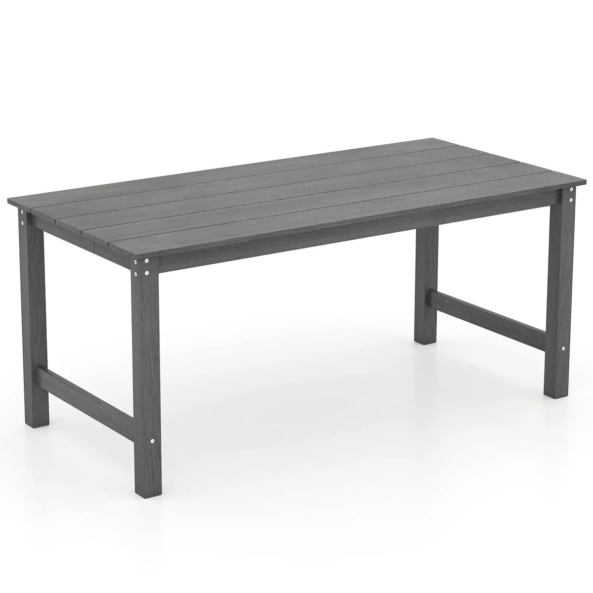 HDPE Outdoor Dining Table for 6 Person with Wood-Like Tabletop and Umbrella Hole, photo 6 of 16