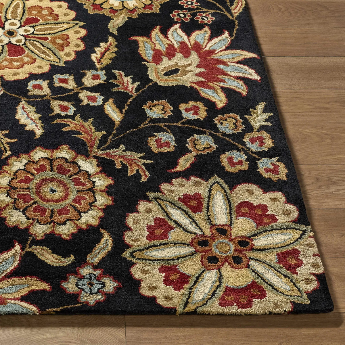 Heaters Black Floral Wool Carpet, photo 16 of 20