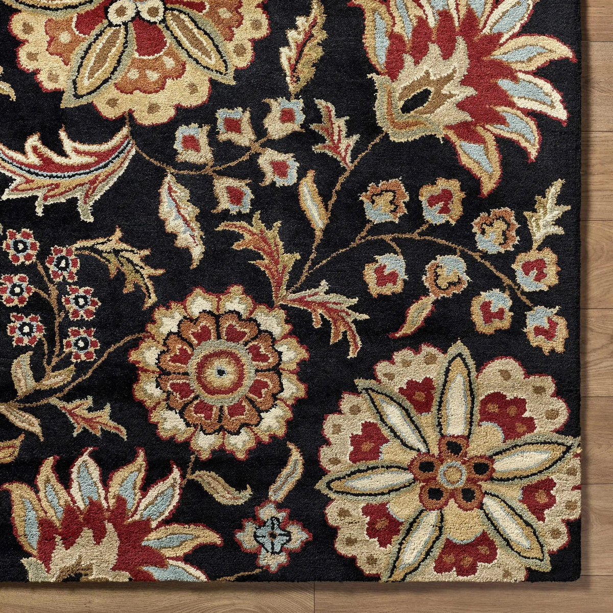 Heaters Black Floral Wool Carpet, photo 20 of 20