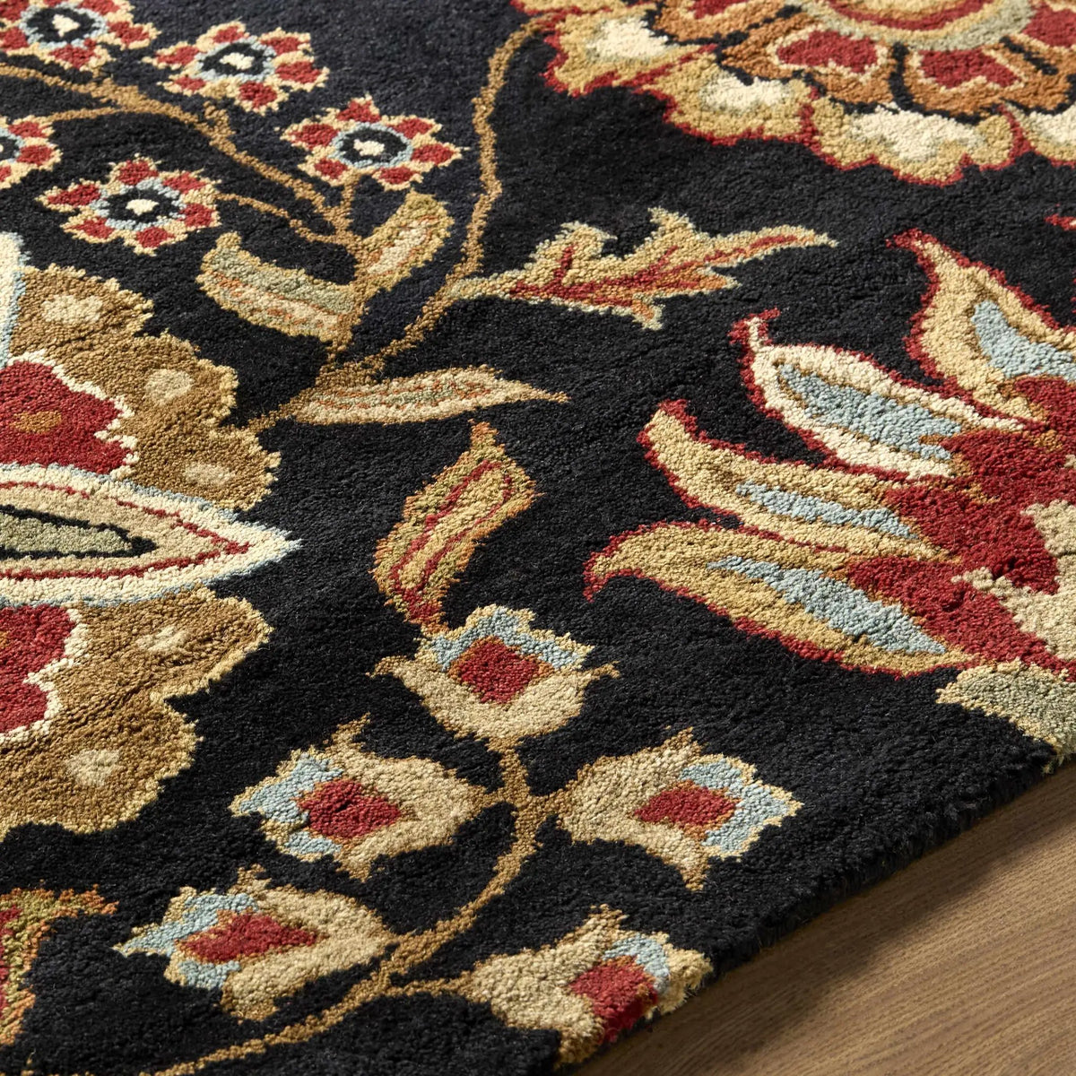 Heaters Black Floral Wool Carpet, photo 18 of 20