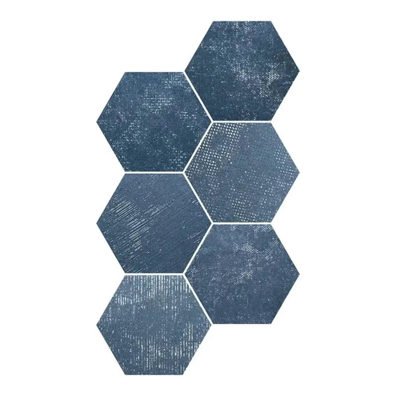 Indigo Blue 9x11 Textured Hexagon Porcelain Tile (16 pack, 8.07 sq ft/case) by Apollo Tile