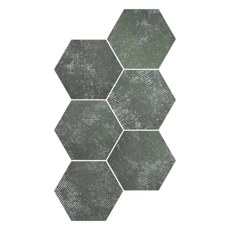 Olive Green 9x11 Textured Hexagon Porcelain Tile (16 pack, 8.07 sq ft/case) by Apollo Tile
