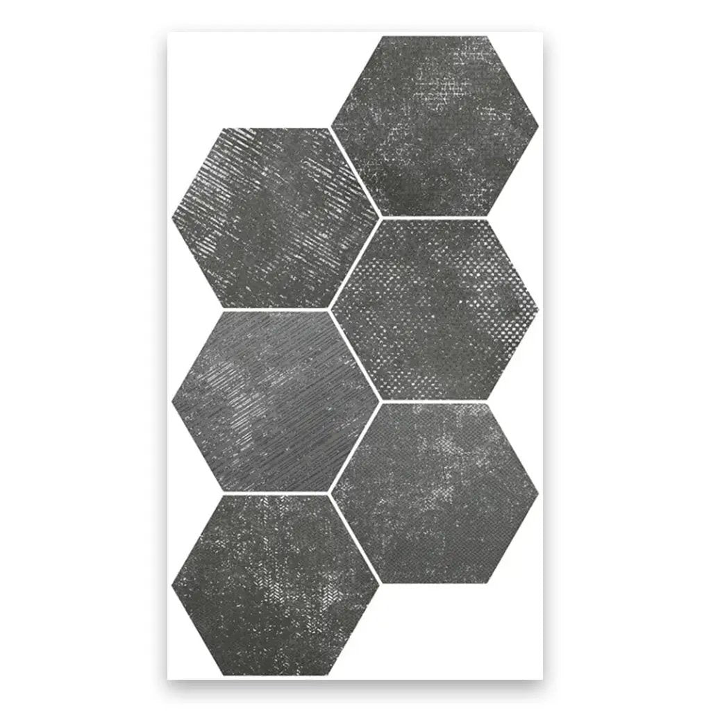 Graphite Gray 9x11 Textured Hexagon Porcelain Tile (16 pack, 8.07 sq ft/case) by Apollo Tile