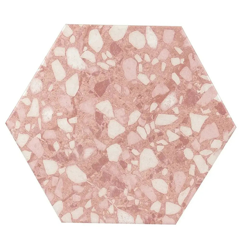 Blush Pink 9x11 Matte Hexagon Porcelain Tile (16 pack, 8.07 sq ft/case) by Apollo Tile