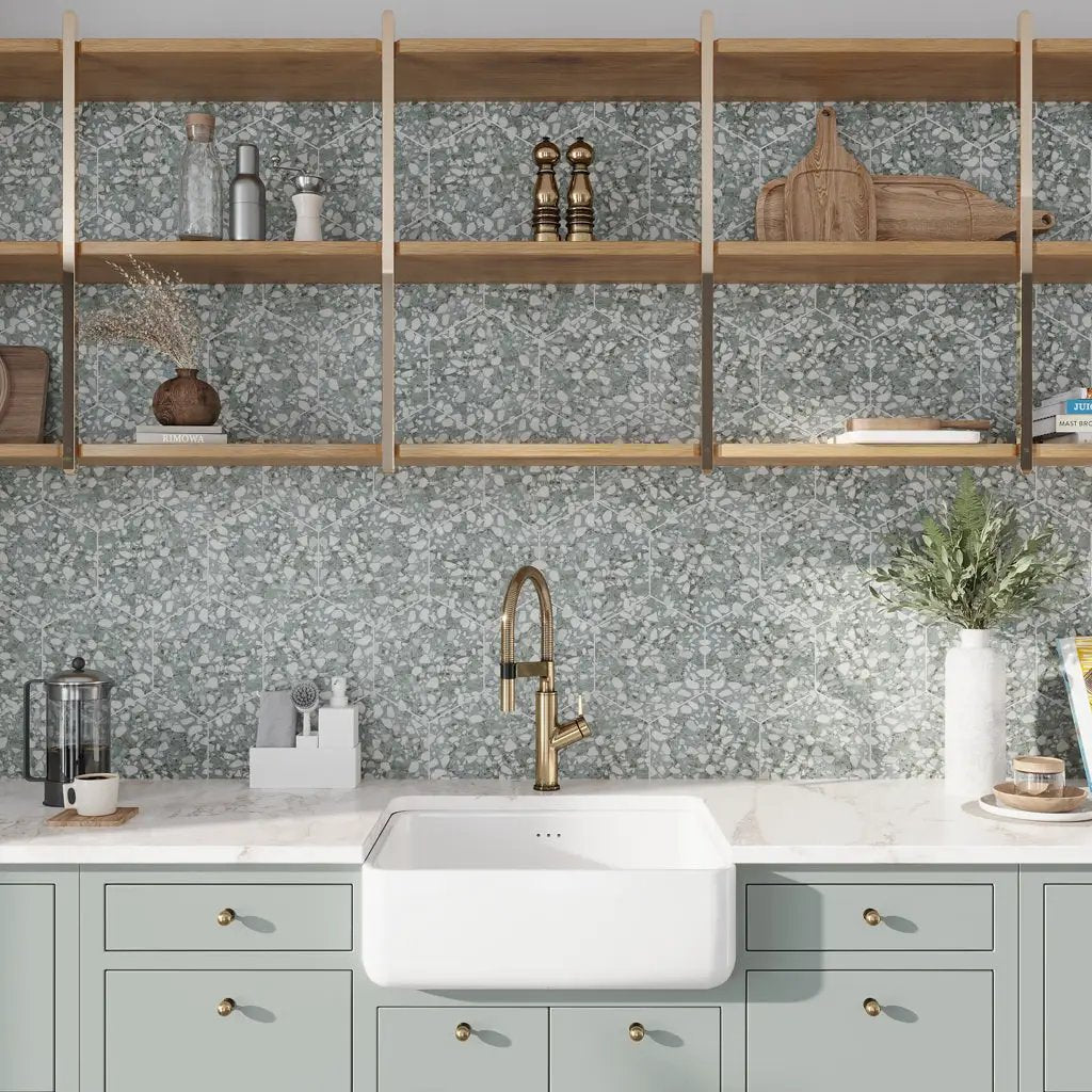 Sage Green 9x11 Matte Hexagon Porcelain Tile (16 pack, 8.07 sq ft/case) by Apollo Tile