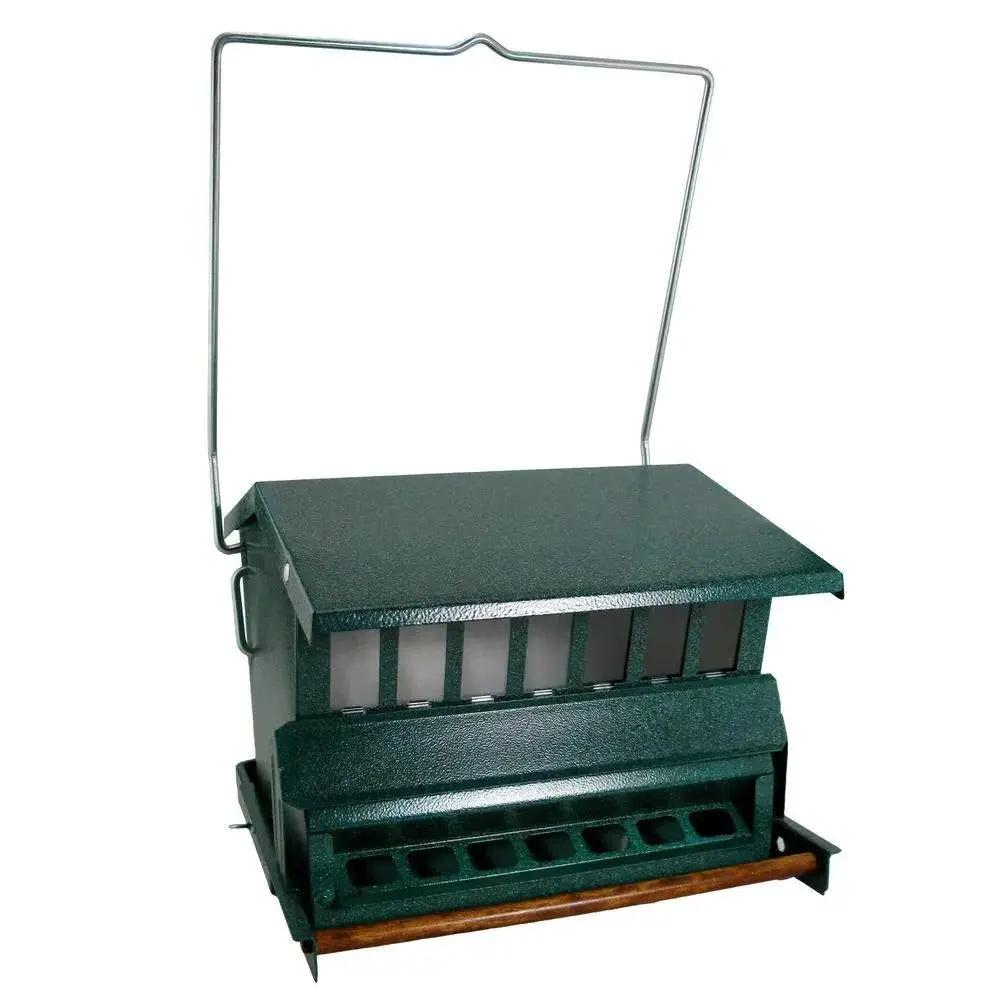 Rugged Green Metal Squirrel-Proof Bird Feeder with Easy-Refill Top by HomePacific