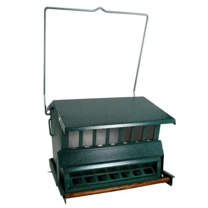 Rugged Green Metal Squirrel-Proof Bird Feeder with Easy-Refill Top by HomePacific