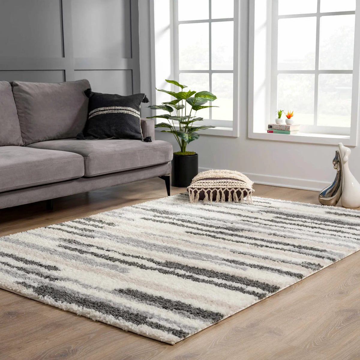 Zoya Irregular Striped Area Rug, installed in a room 3