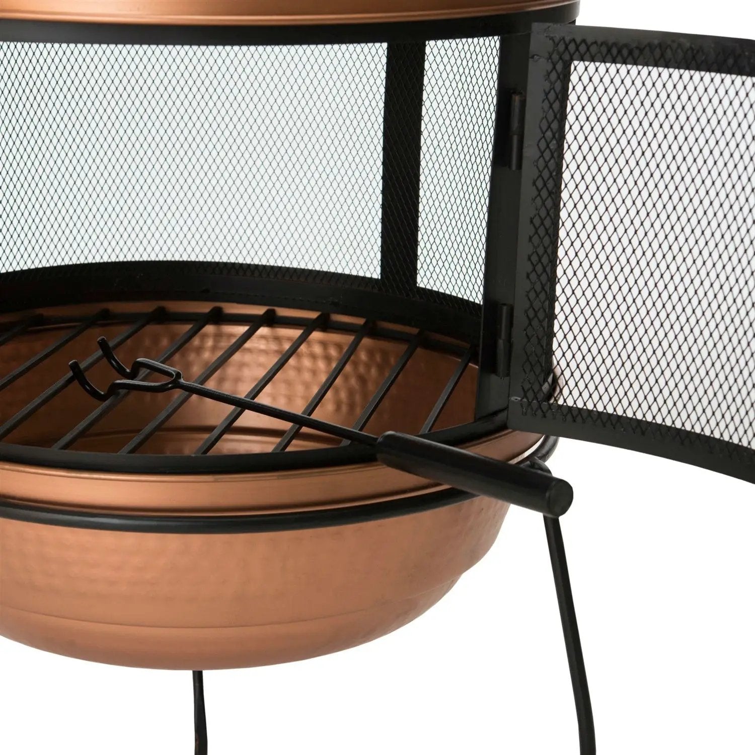 Hammered Copper and Iron Chiminea Fire Pit with Stand by HomePacific