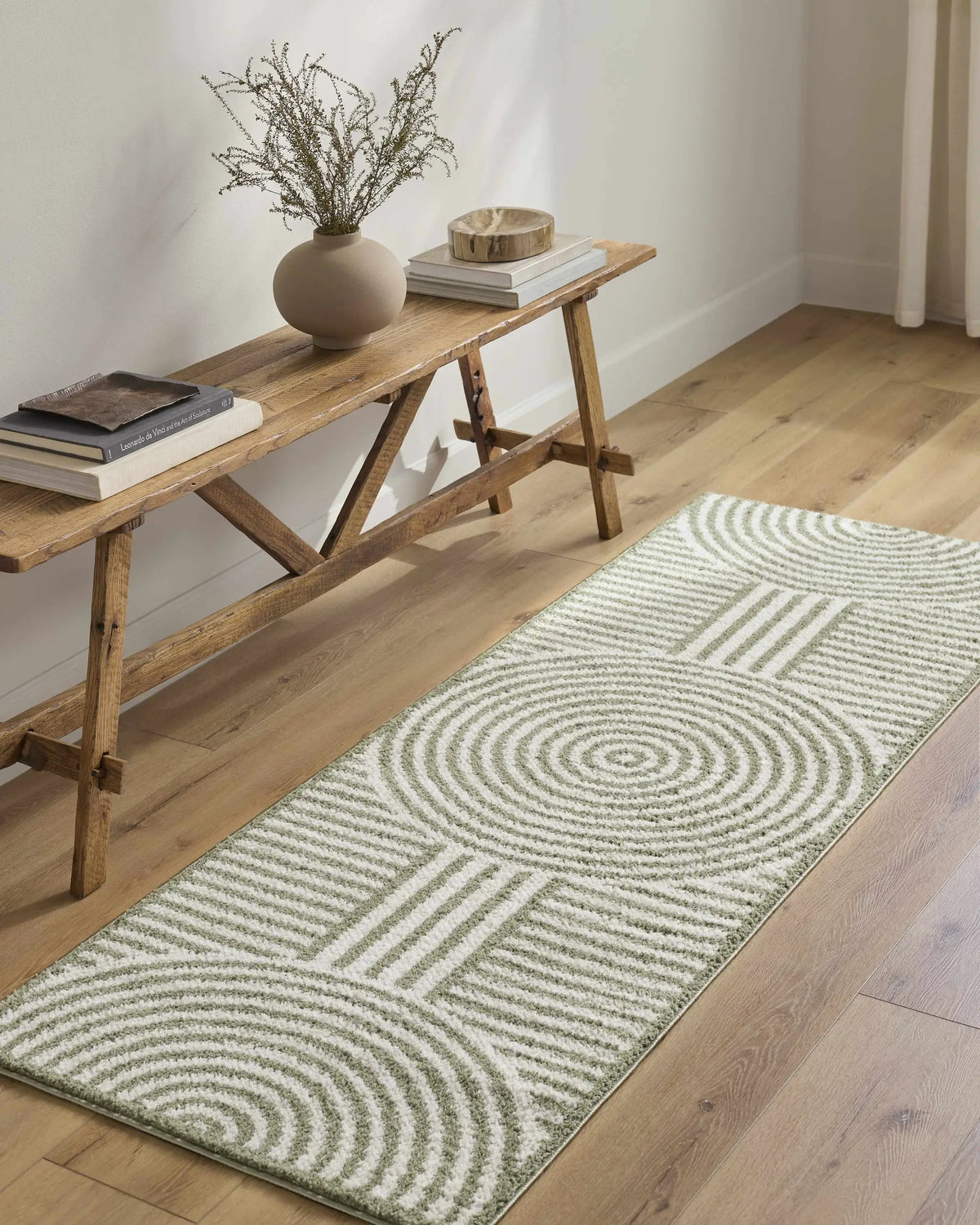 Allard Green Washable Area Rug, installed in a room 3