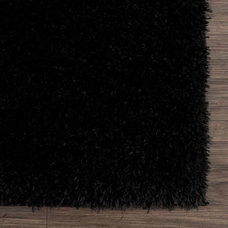 Faina Solid Black Shag Washable Area Rug - Clearance by Boutique Rugs