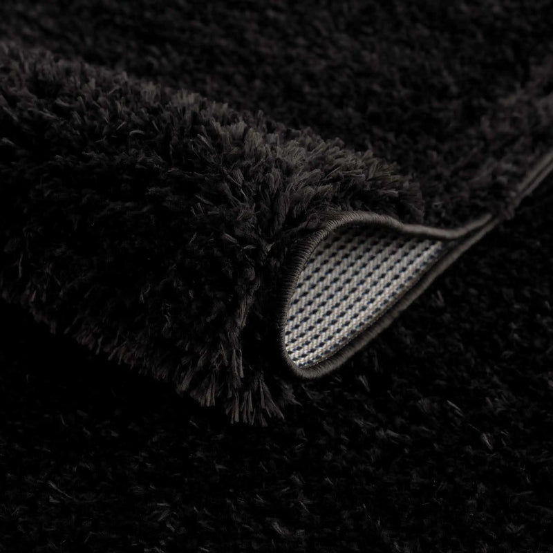 Faina Solid Black Shag Washable Area Rug - Clearance by Boutique Rugs