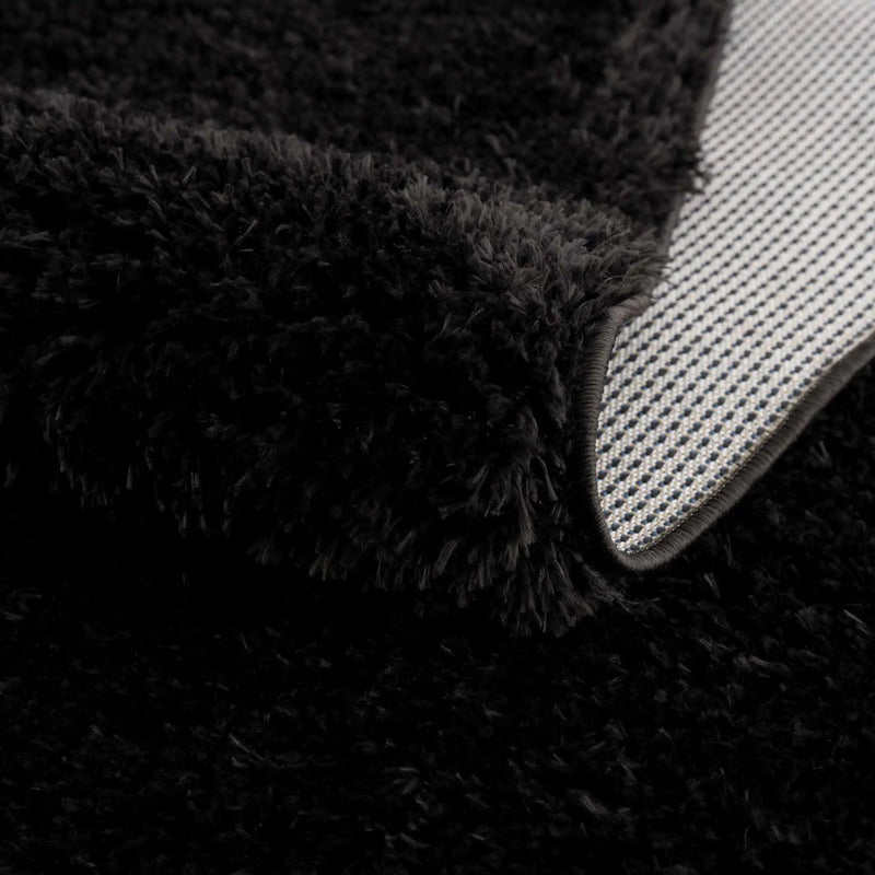 Faina Solid Black Shag Washable Area Rug - Clearance by Boutique Rugs