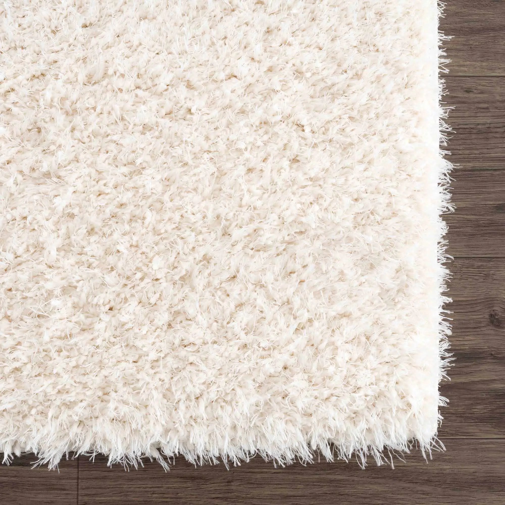 Faina Solid Cream Shag Washable Area Rug - Clearance by Boutique Rugs