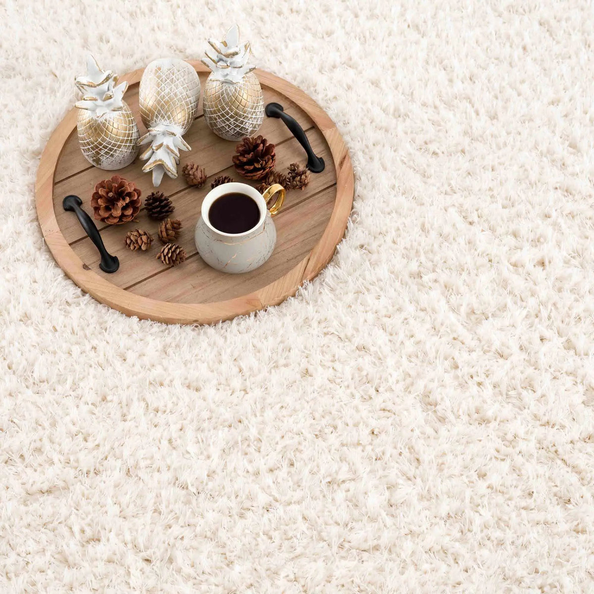 Faina Solid Cream Shag Washable Area Rug - Clearance, photo 10 of 21