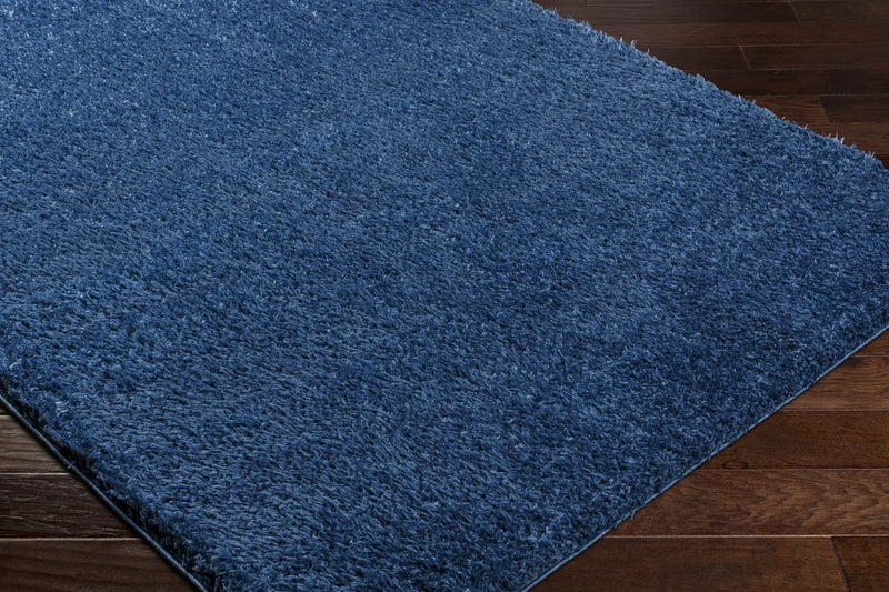 Faina Solid Dark Blue Shag Washable Area Rug - Clearance by Boutique Rugs