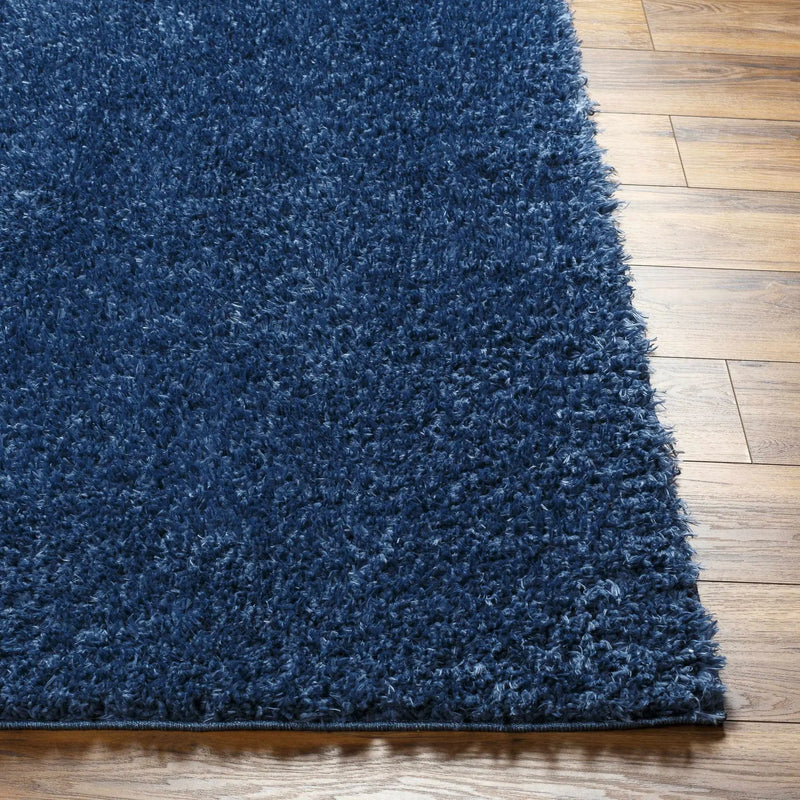 Faina Solid Dark Blue Shag Washable Area Rug - Clearance by Boutique Rugs