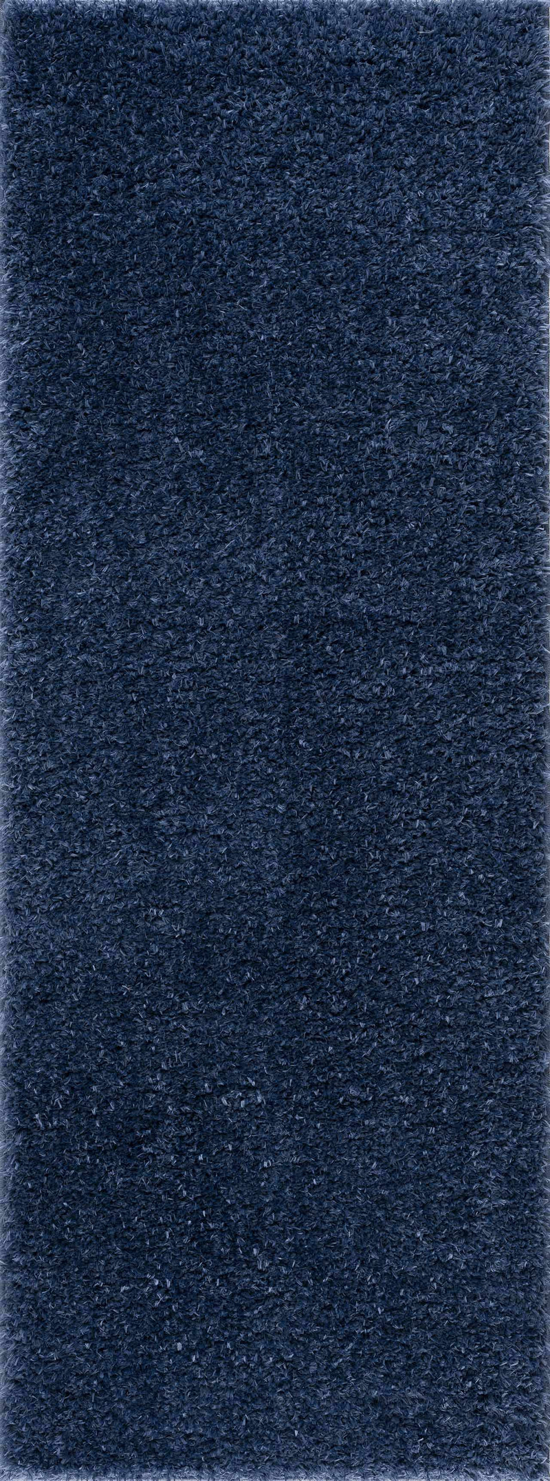 Faina Solid Dark Blue Shag Washable Area Rug - Clearance by Boutique Rugs