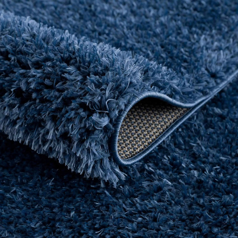 Faina Solid Dark Blue Shag Washable Area Rug - Clearance by Boutique Rugs