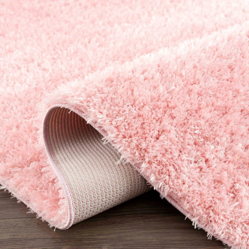 Faina Solid Pink Shag Washable Area Rug - Clearance by Boutique Rugs