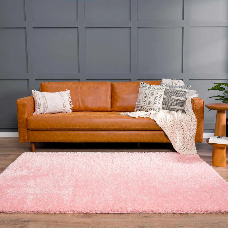 Faina Solid Pink Shag Washable Area Rug - Clearance by Boutique Rugs