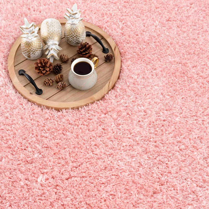 Faina Solid Pink Shag Washable Area Rug - Clearance by Boutique Rugs