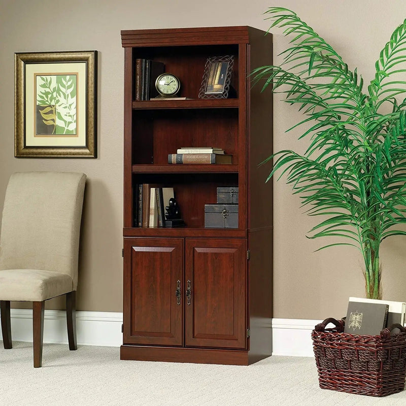 71-inch High 3-Shelf Wooden Bookcase with Storage Drawer in Cherry Finish by HomePacific