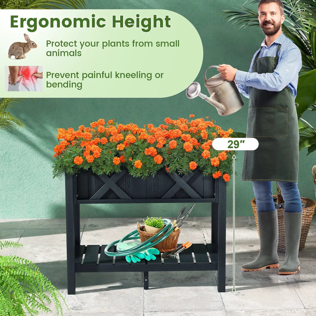 HIPS Raised Garden Bed Poly Wood Elevated Planter Box, photo 6 of 10