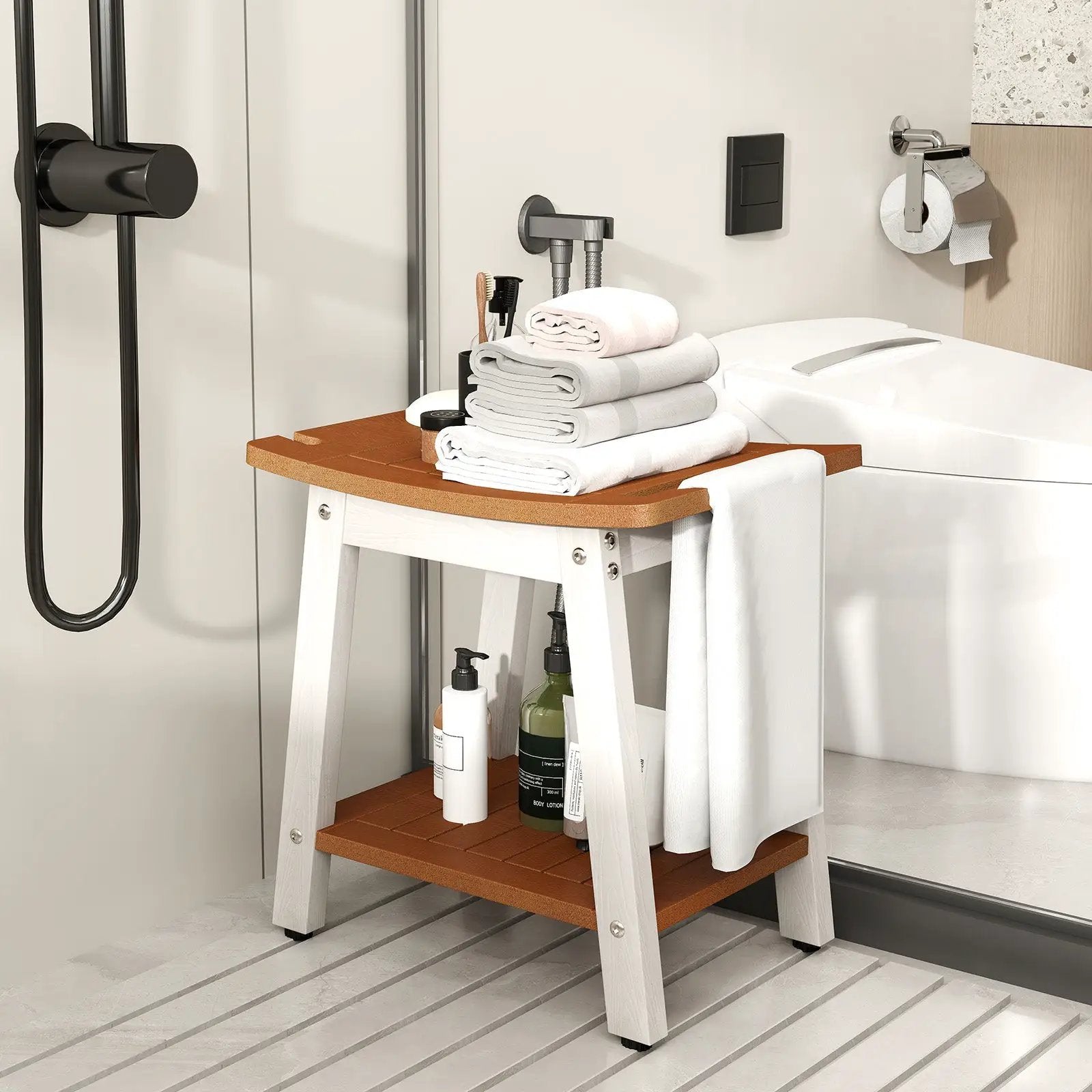 HIPS Shower Bench Seat with Handle Shower Head by DirectDeals