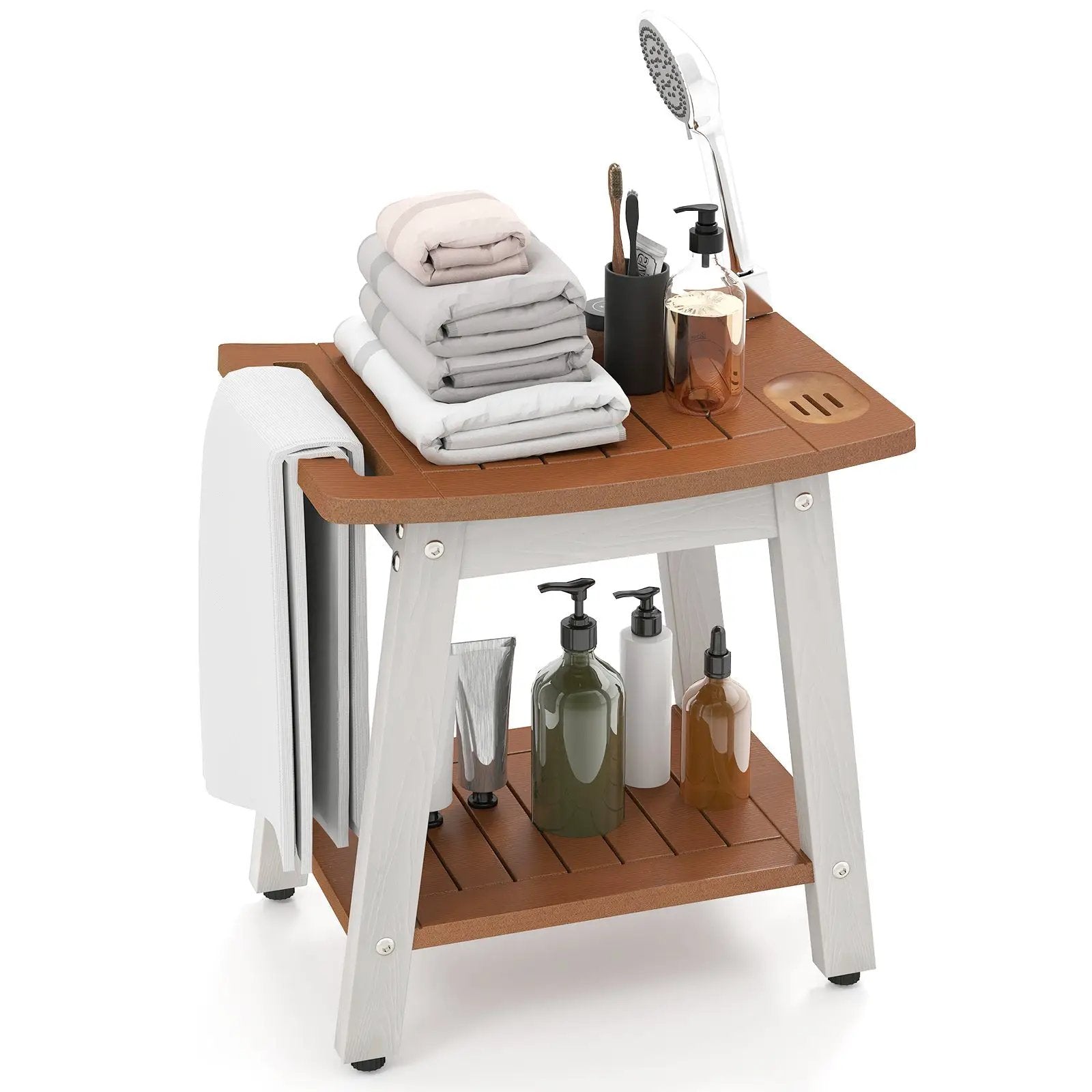 HIPS Shower Bench Seat with Handle Shower Head by DirectDeals