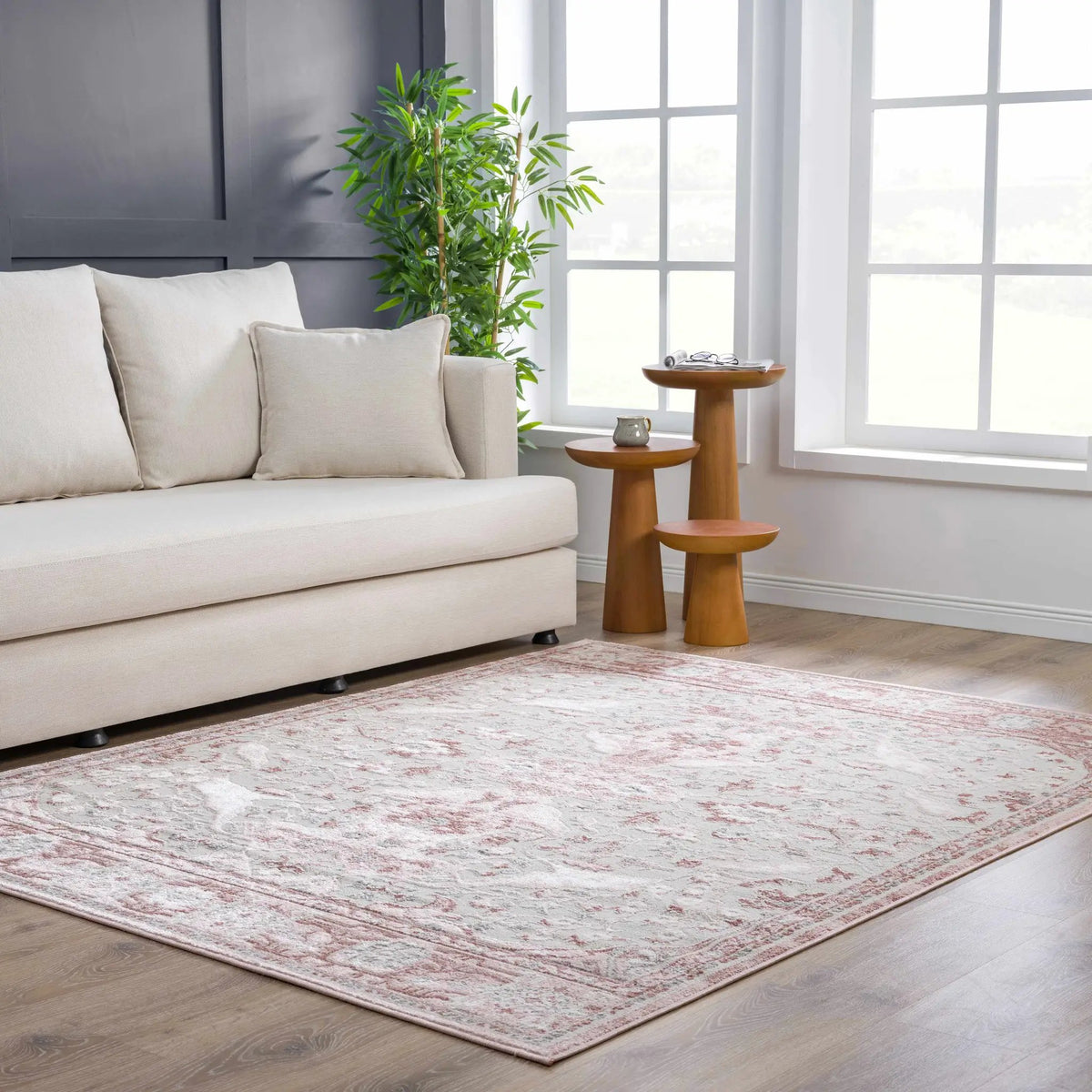 Zora Pink Area Rug, installed in a room 8