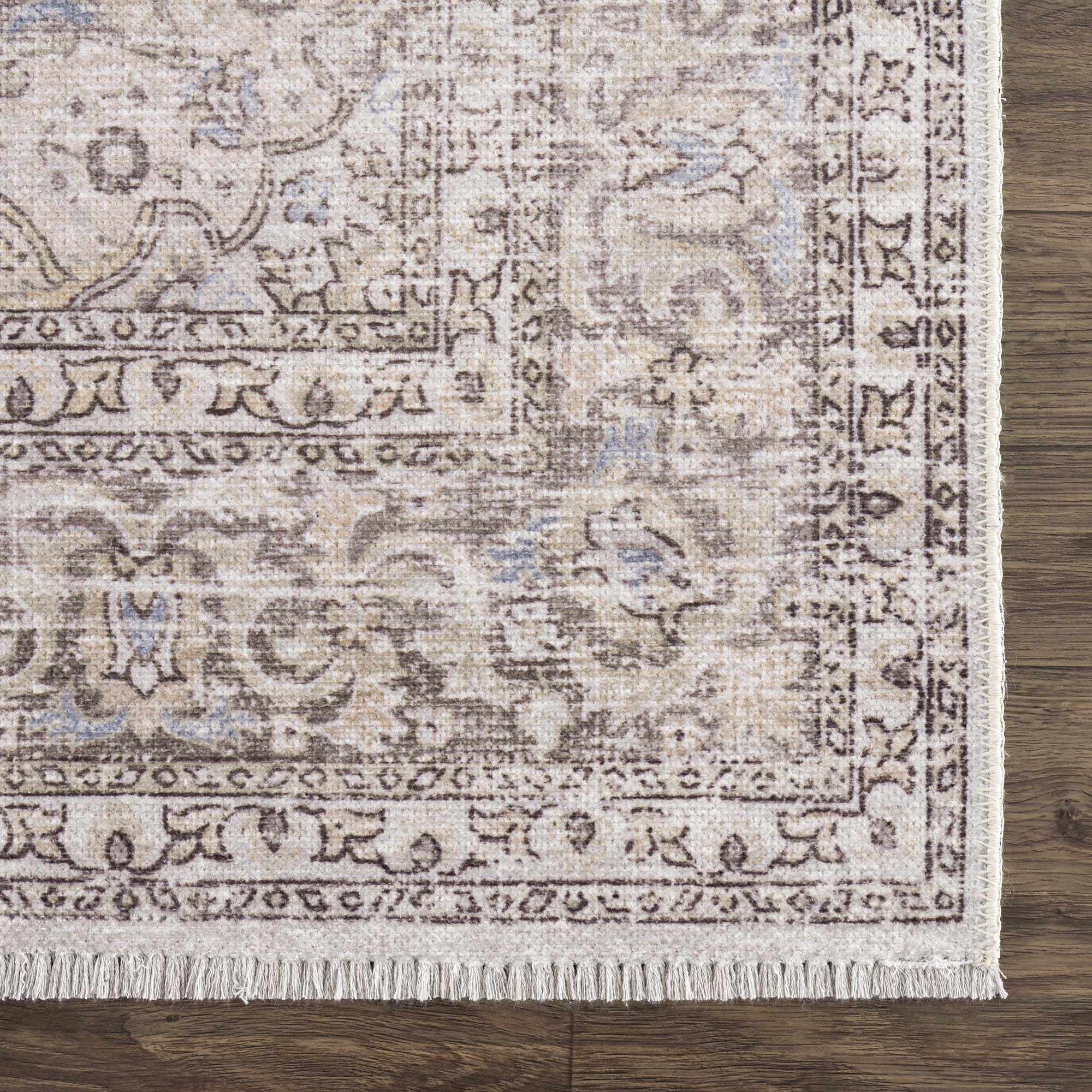 Cream Holi-2301 Washable Area Rug by Hauteloom