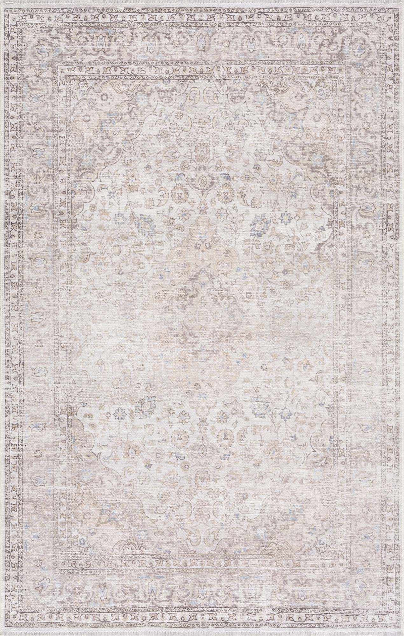Cream Holi-2301 Washable Area Rug by Hauteloom