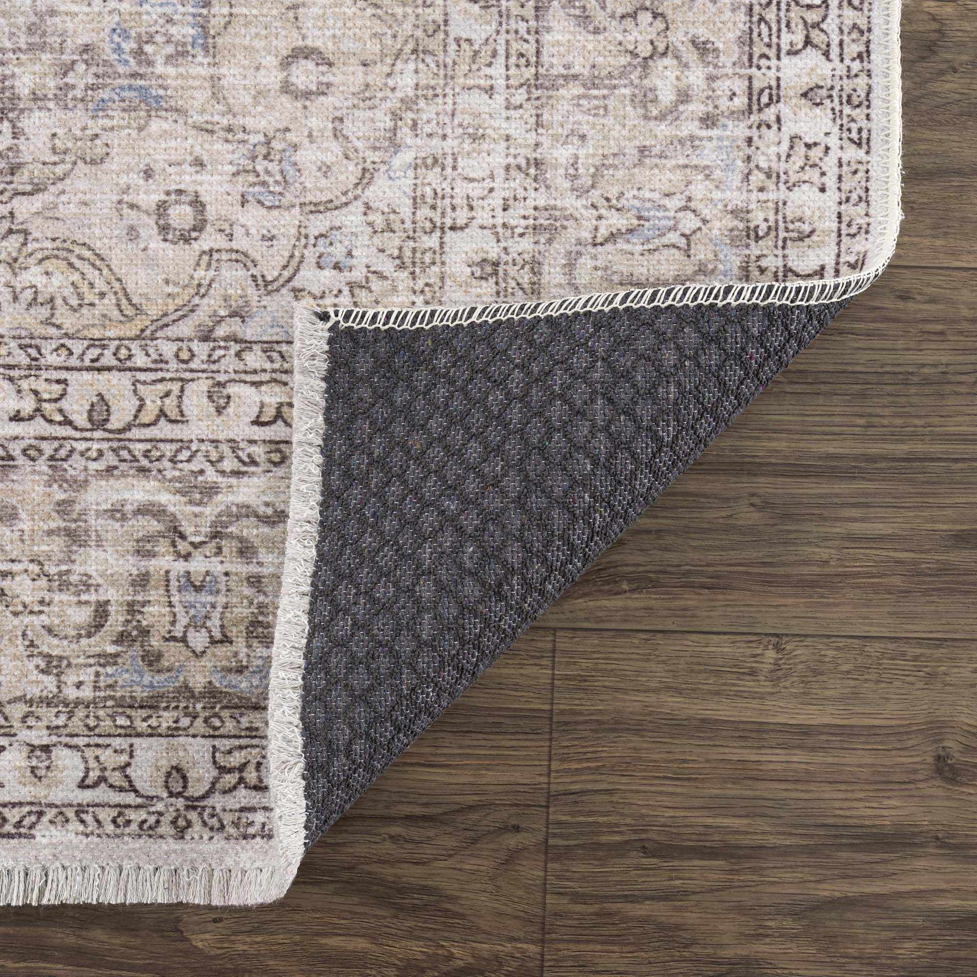 Cream Holi-2301 Washable Area Rug by Hauteloom