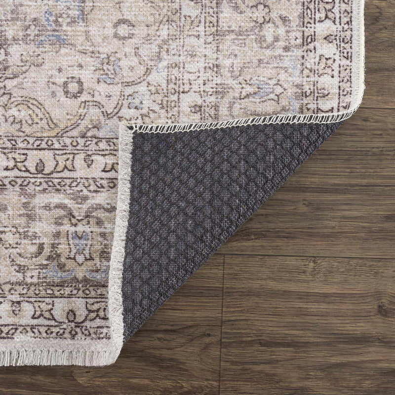 Cream Holi-2301 Washable Area Rug by Hauteloom
