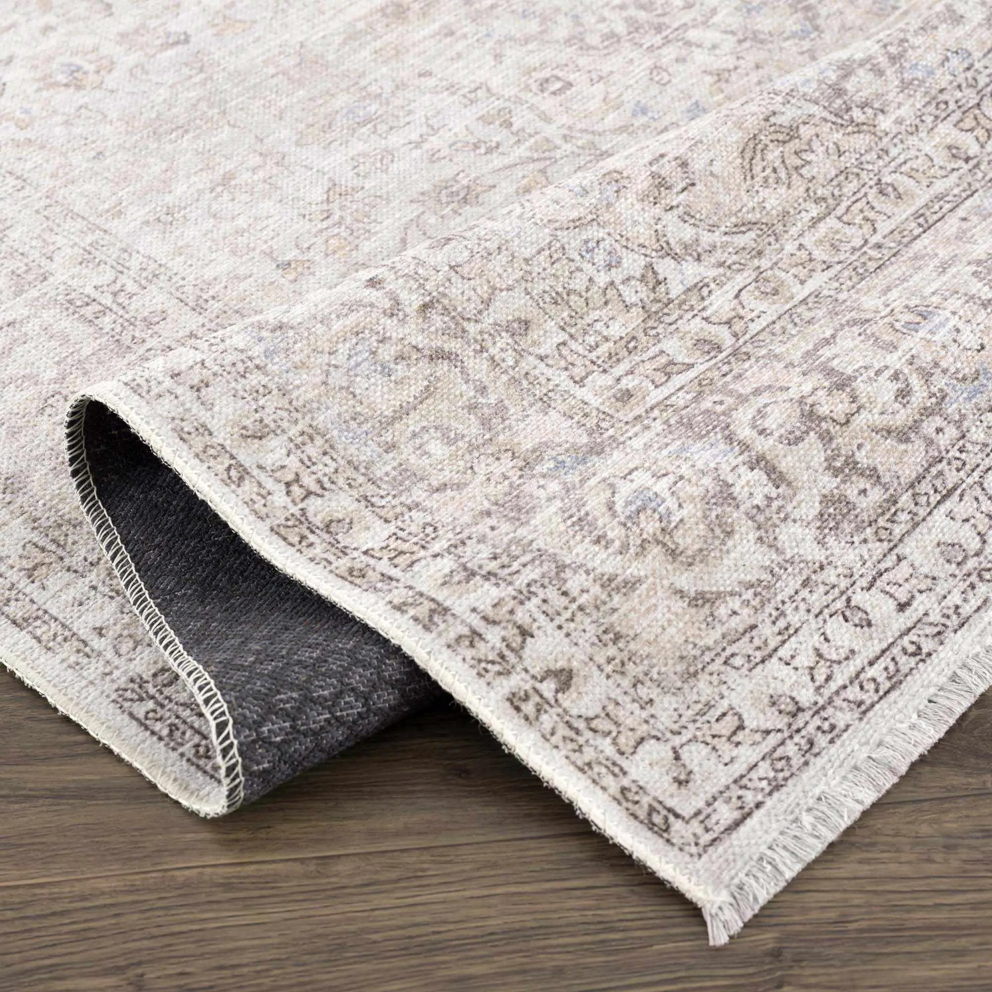 Cream Holi-2301 Washable Area Rug by Hauteloom