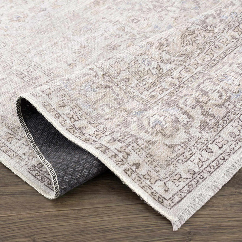 Cream Holi-2301 Washable Area Rug by Hauteloom